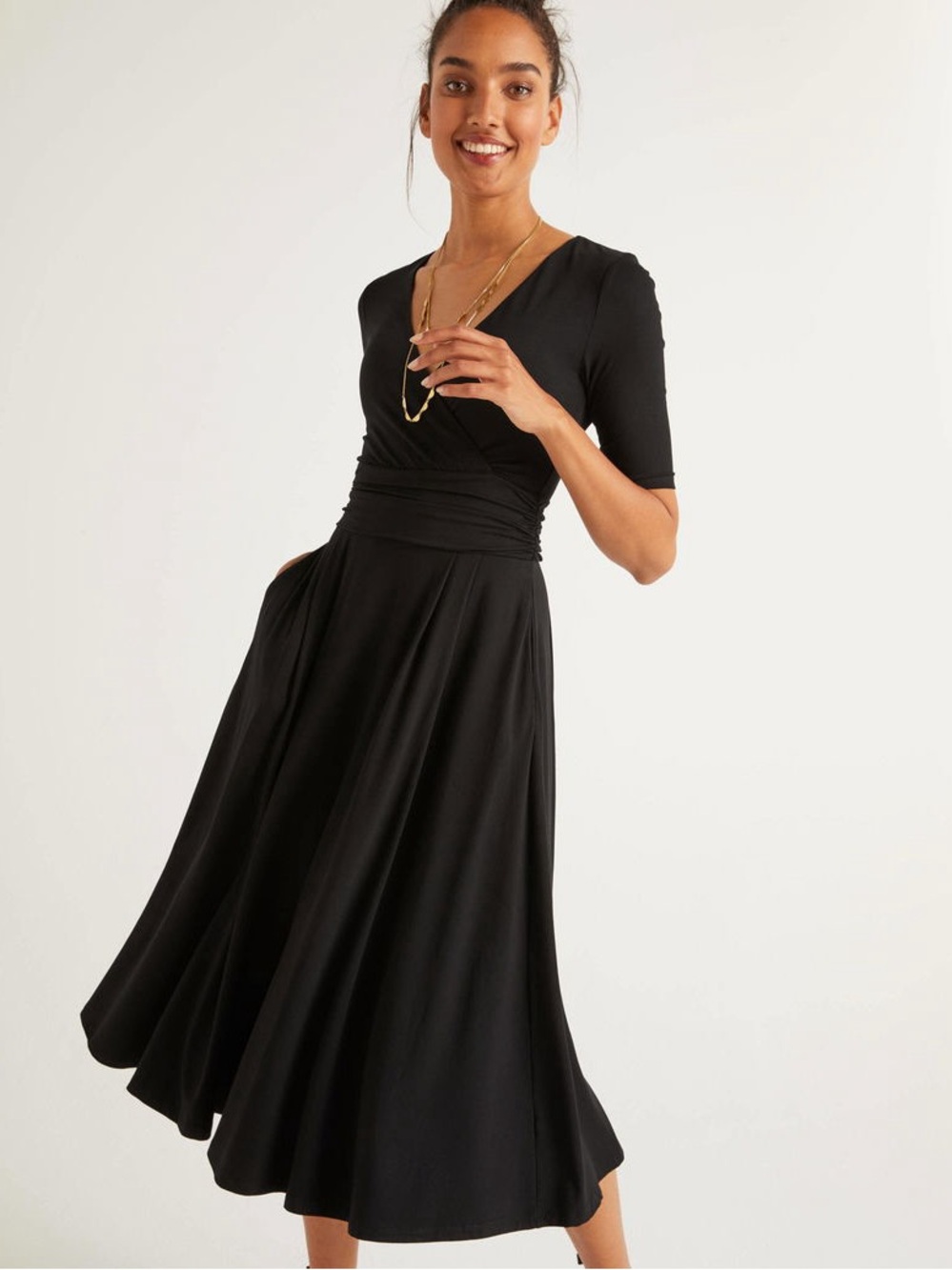 Boden Kassidy Jersey Midi Dress in Black Size 6R